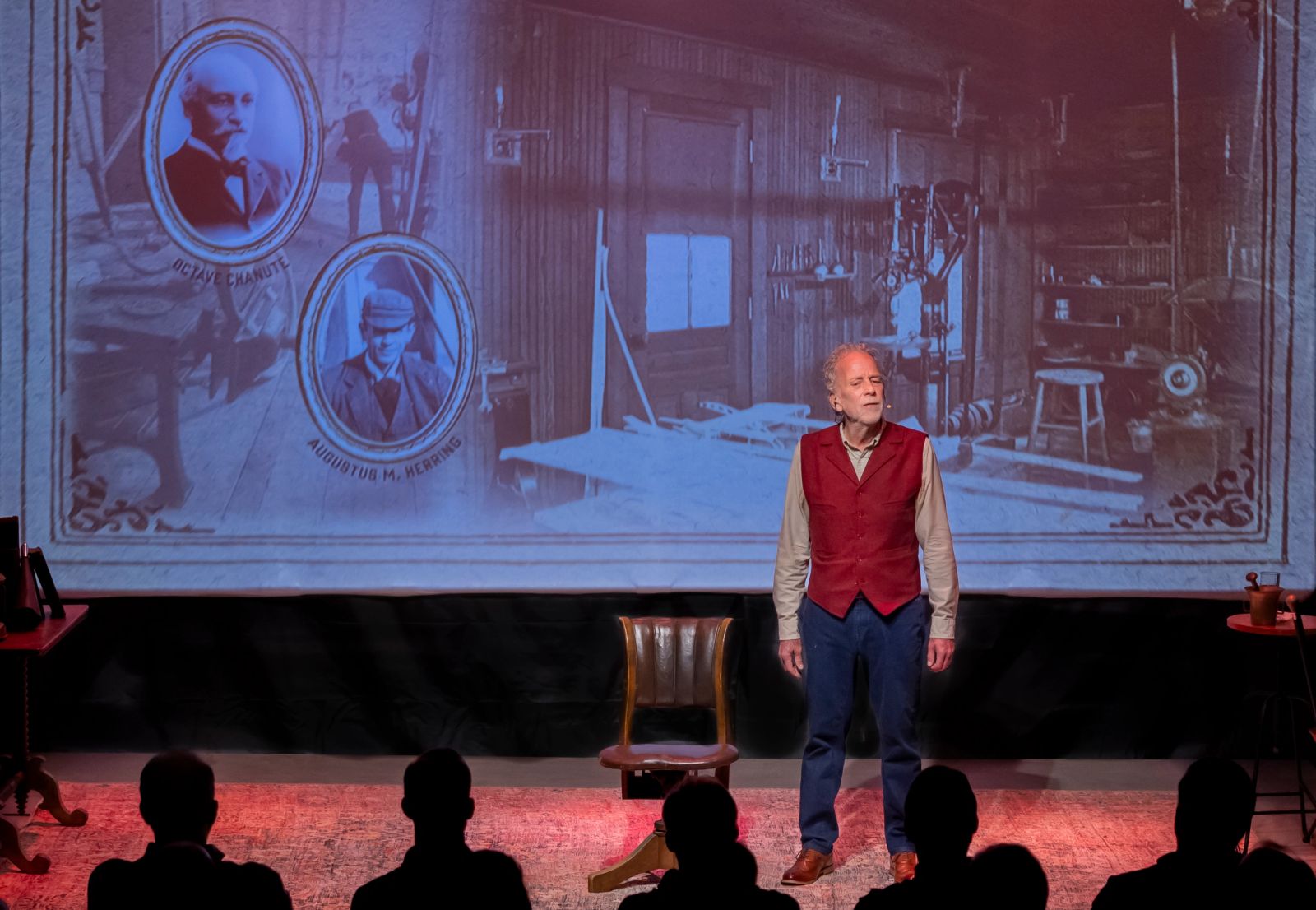 Robert Leddy onstage in Wilbur and Orville: The Workshop Upstairs